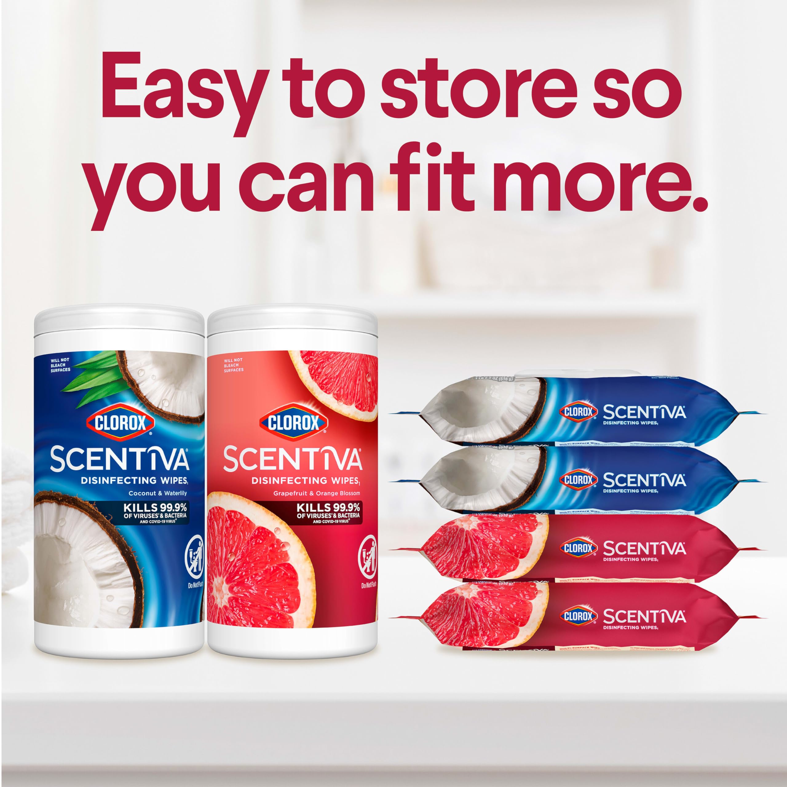 Foto 8 pulgar | Toallitas Desinfectantes Clorox Scentiva Grapefruit Orange 225 Ct - Venta Internacional.