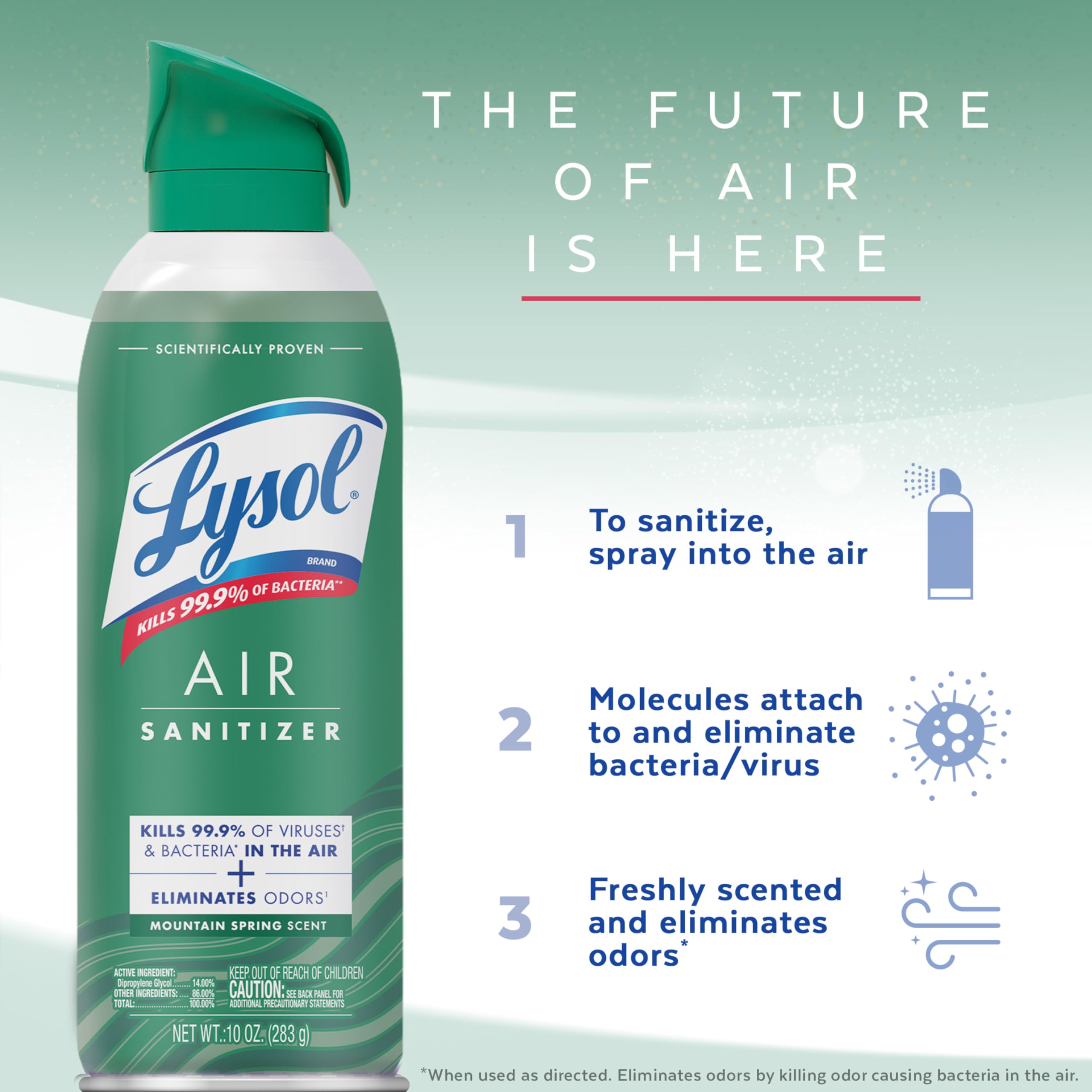 Foto 4 pulgar | Spray Desinfectante De Aire Lysol Mountain Spring Scent 300 Ml X3 - Venta Internacional.