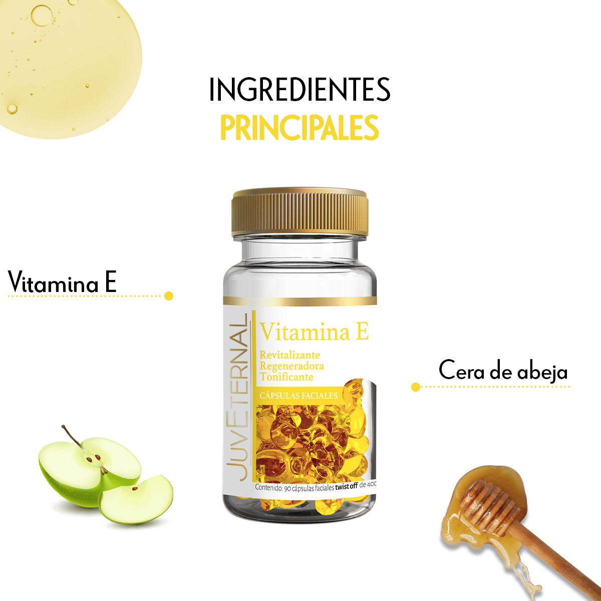 Foto 4 pulgar | Cápsulas Faciales de Vitamina E Juveternal 90 Cápsulas Faciales Twist Off 400 mg C/u