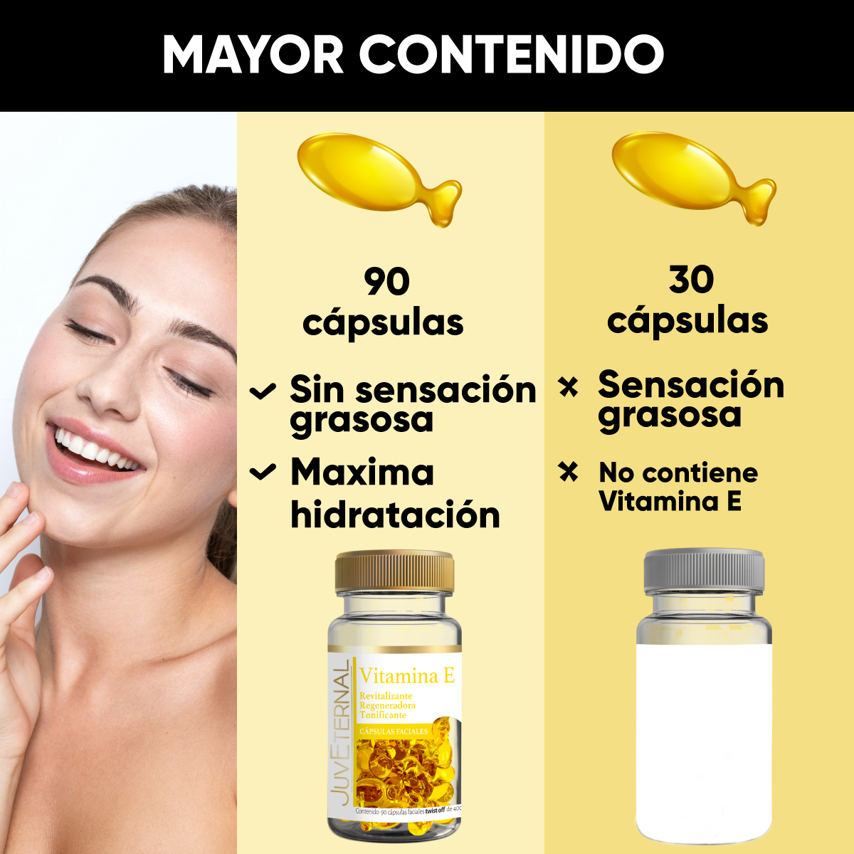 Foto 8 | Cápsulas Faciales de Vitamina E Juveternal 90 Cápsulas Faciales Twist Off 400 mg C/u