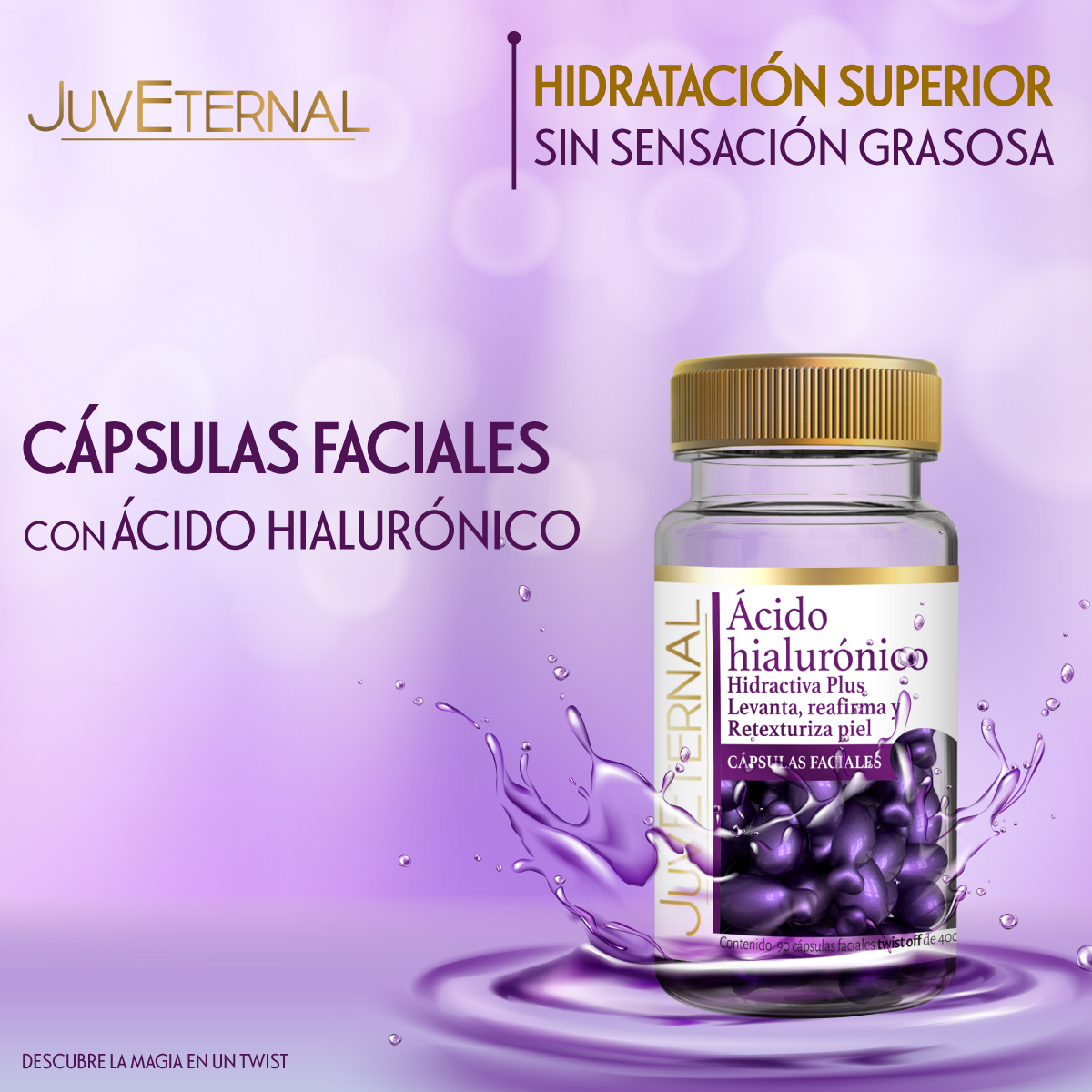 Foto 2 | Cápsulas Faciales de Ácido Hialurónico Lovycare 90 Cápsulas Faciales Twist Off  400 Mg C/u