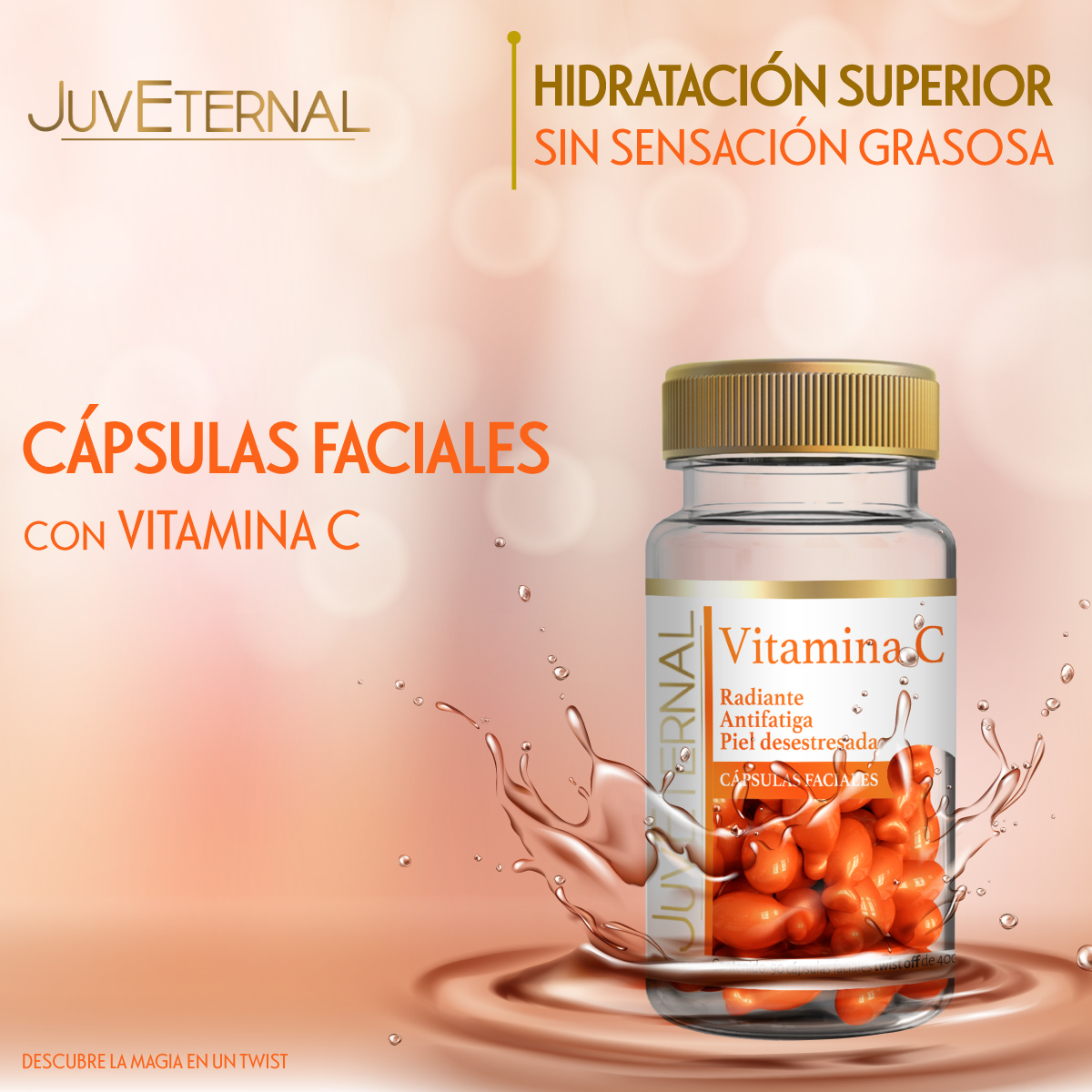 Foto 3 pulgar | Cápsulas Faciales de Vitamina C Juveternal 90 Cápsulas Faciales Twist Off  400 Mg C/u