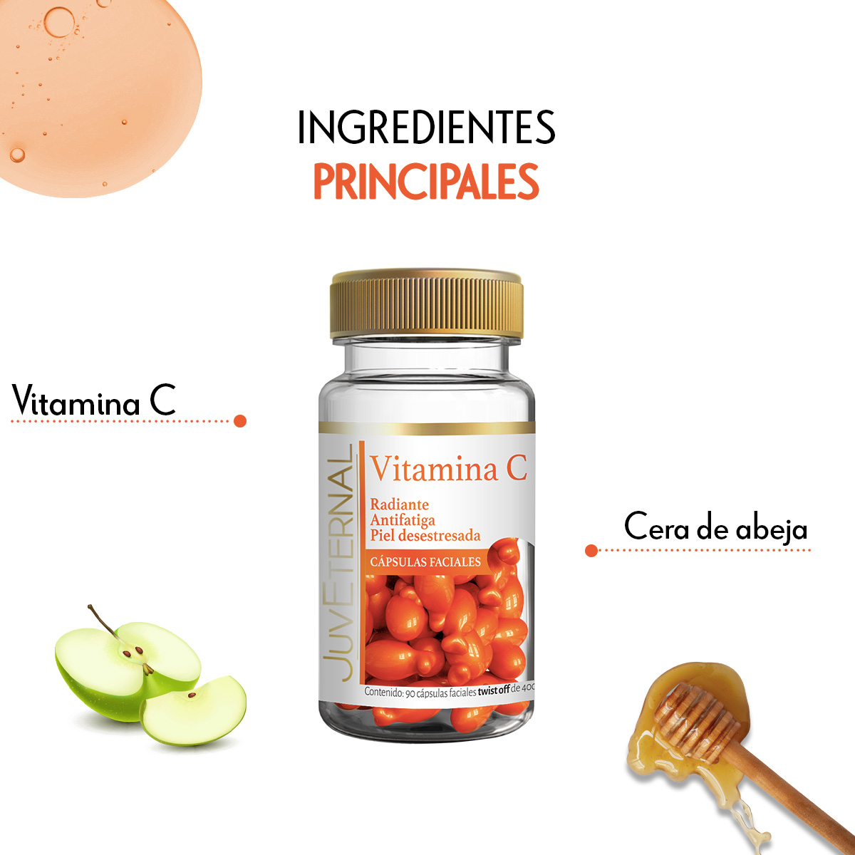 Foto 4 pulgar | Cápsulas Faciales de Vitamina C Juveternal 90 Cápsulas Faciales Twist Off  400 Mg C/u