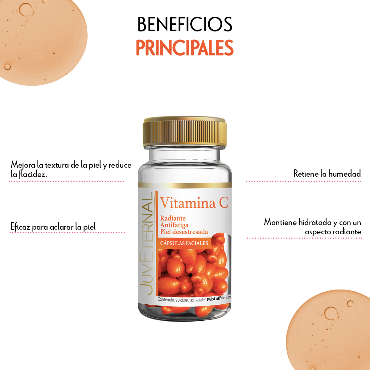 Foto 5 | Cápsulas Faciales de Vitamina C Juveternal 90 Cápsulas Faciales Twist Off  400 Mg C/u