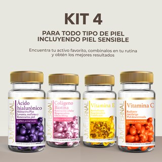 Foto 2 | Cápsulas Faciales JUVETERNAL Colágeno Biotina + Ácido Hialurónico + Vitamina E + Vitamina C Kit 4