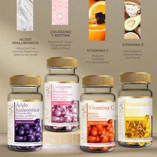 Foto 4 | Cápsulas Faciales JUVETERNAL Colágeno Biotina + Ácido Hialurónico + Vitamina E + Vitamina C Kit 4