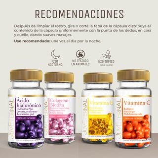 Foto 7 | Cápsulas Faciales JUVETERNAL Colágeno Biotina + Ácido Hialurónico + Vitamina E + Vitamina C Kit 4