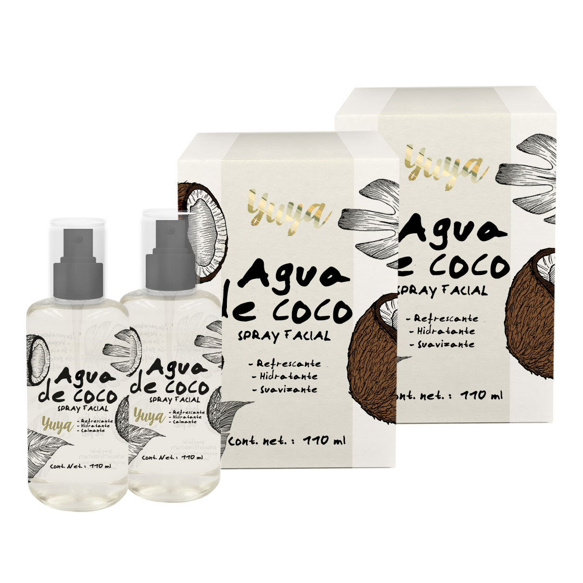 Kit Yiya Agua de Coco Hidratante 2 Piezas