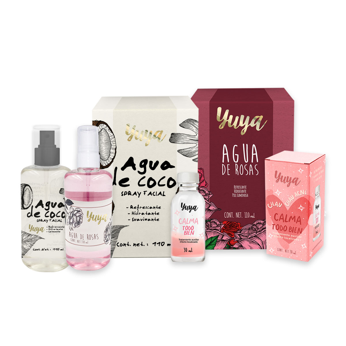 Kit Yuya Agua de Coco Hidratante 110 ml y Agua de Rosas 110 ml  Calma todo bien