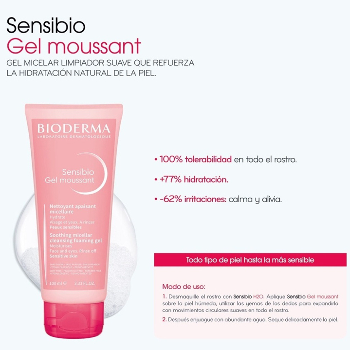 Foto 3 pulgar | Bioderma Sensibio Gel Moussant, Gel Micelar Limpiador, 100 M