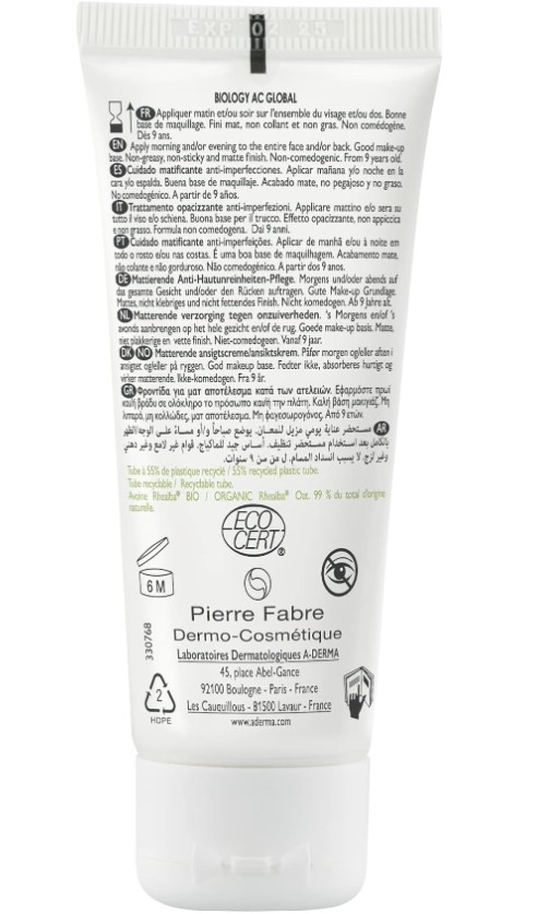 Foto 3 pulgar | Biology  AC Global Crema Matificante Anti-Imperfecciones A-derma 40 Ml