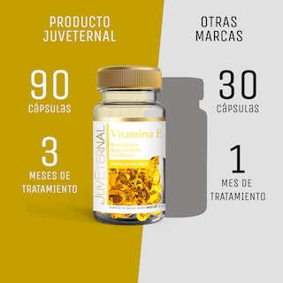 Foto 7 | Cápsulas Faciales de Vitamina E Juveternal 2x1 90 cápsulas c/u Twist-Off Antioxidantes Hidratantes y Revitalizantes