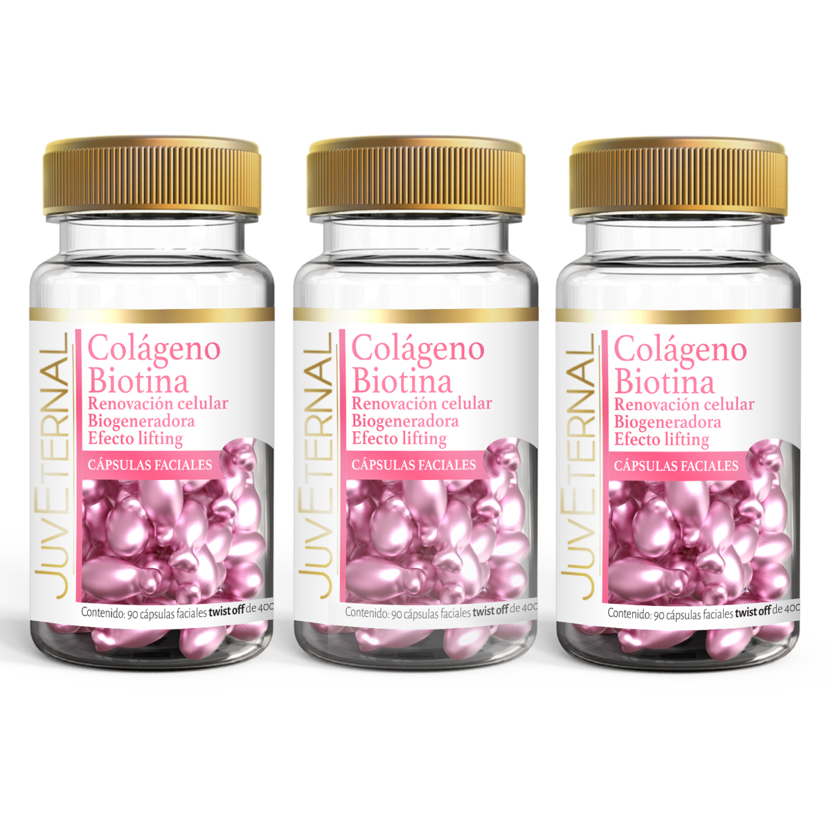 Foto 1 | Cápsulas Faciales Colágeno Biotina Juveternal Paquete 3 Pizas 90 Cápssulas c/u Efecto Lifting Biogenerador