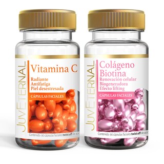 Foto 1 | Dúo Cápsulas Faciales Colágeno Biotina Vitamina C Juveternal 90 Cápsulas c/u Efecto Lifting Antioxidante