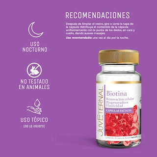 Foto 5 | Cápsulas Faciales Biotina Juveterenal 90 Cápsulas Renovación Celular Biogenerador