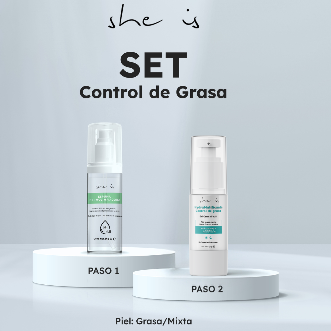 Foto 3 pulgar | Kit Facial She is Skincare Control de Grasa Gel-crema + Espuma Dermolimpiadora