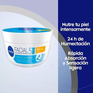 Foto 3 | Crema Facial Nivea 5 en 1 Cuidado Nutritivo 375 ml