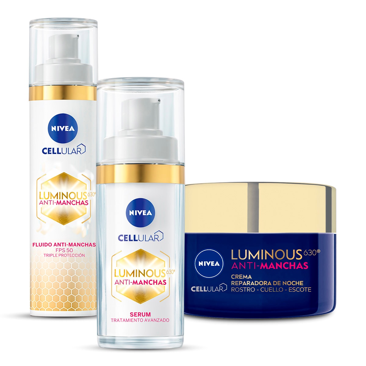 Set de Nivea Luminous Fluido Serum y Crema Facial de Noche $1,000