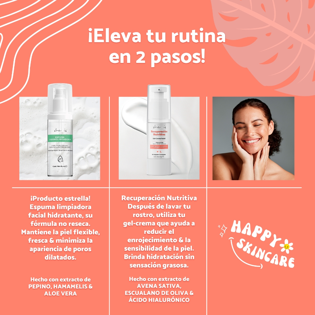 Foto 4 pulgar | Kit Facial She is Skincare Piel Sensible Gel Crema + Espuma Dermolimpiadora