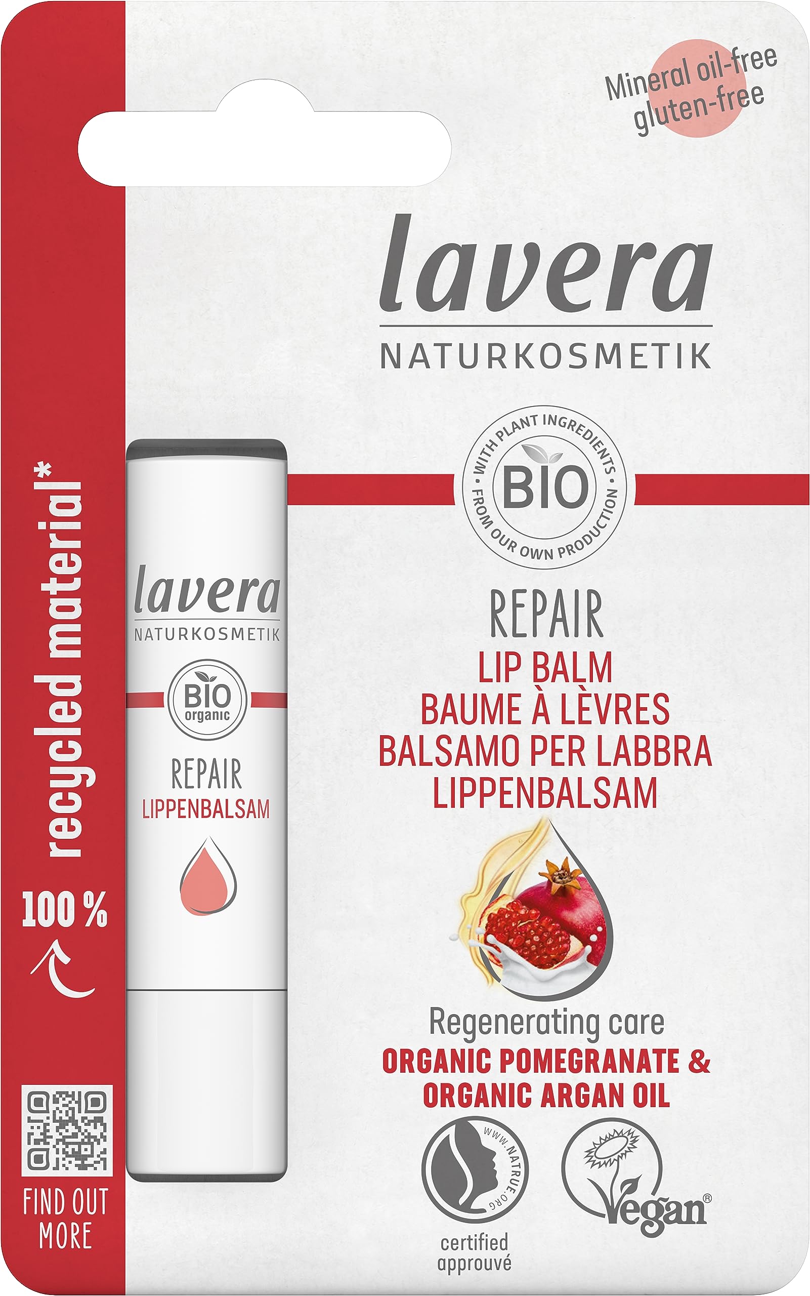 Foto 2 pulgar | El Bálsamo Labial Lavera Repair Protege La Deshidratación Con Granada - Venta Internacional.