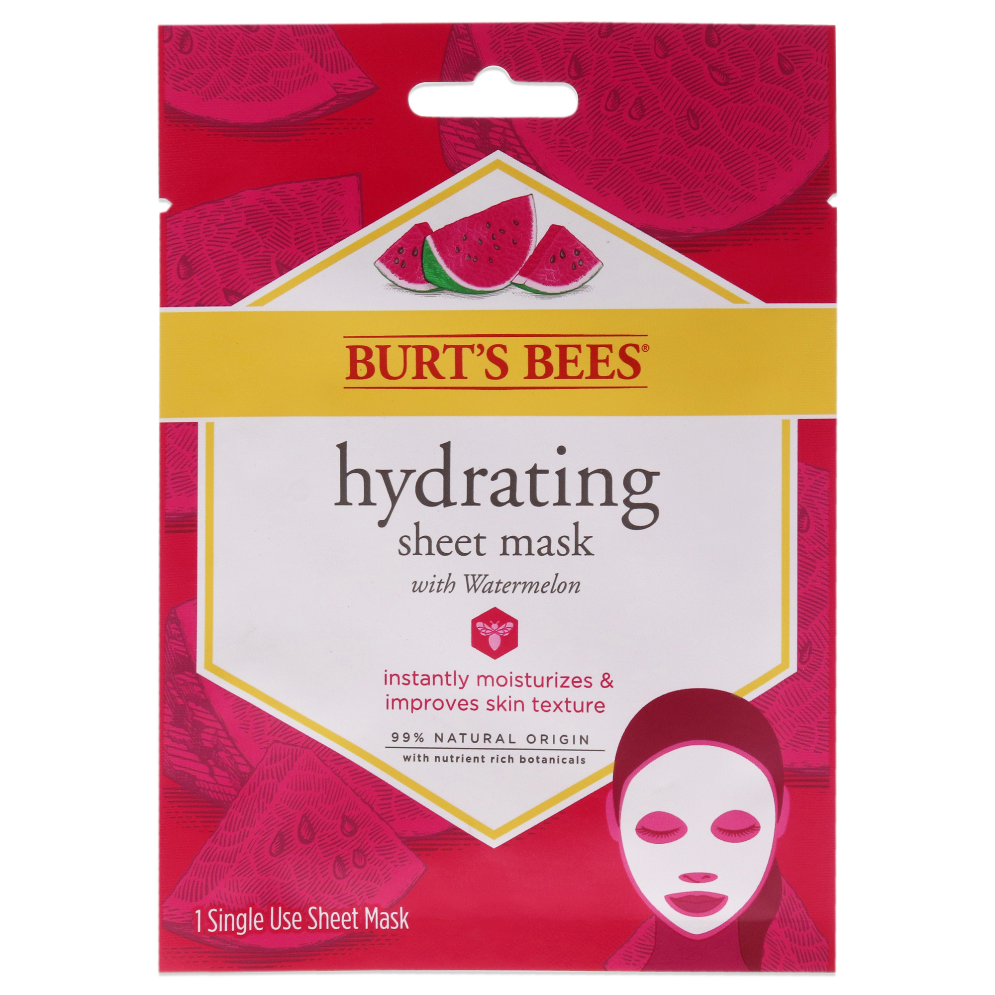 Máscara En Láminas Burts Bees Hidratante Sandía, 1 Máscara - Venta Internacional.