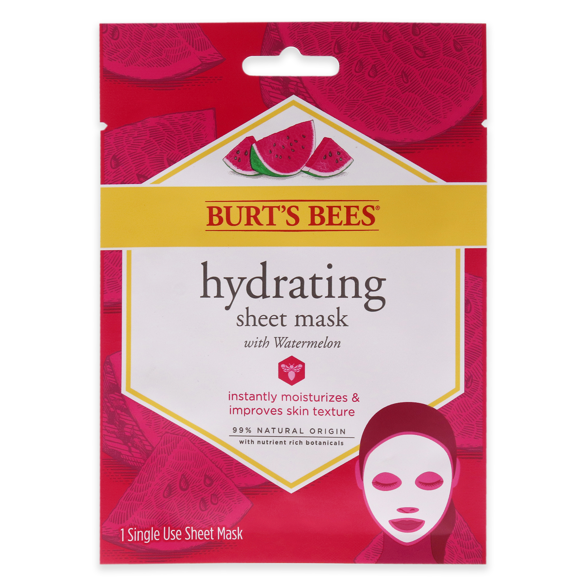 Foto 4 pulgar | Máscara En Láminas Burts Bees Hidratante Sandía, 1 Máscara - Venta Internacional.