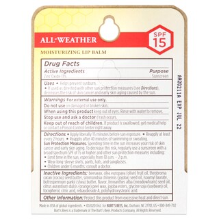 Foto 6 | Bálsamo Labial Burts Bees Hidratante Para Todo Tipo De Clima Spf 15 - Venta Internacional.