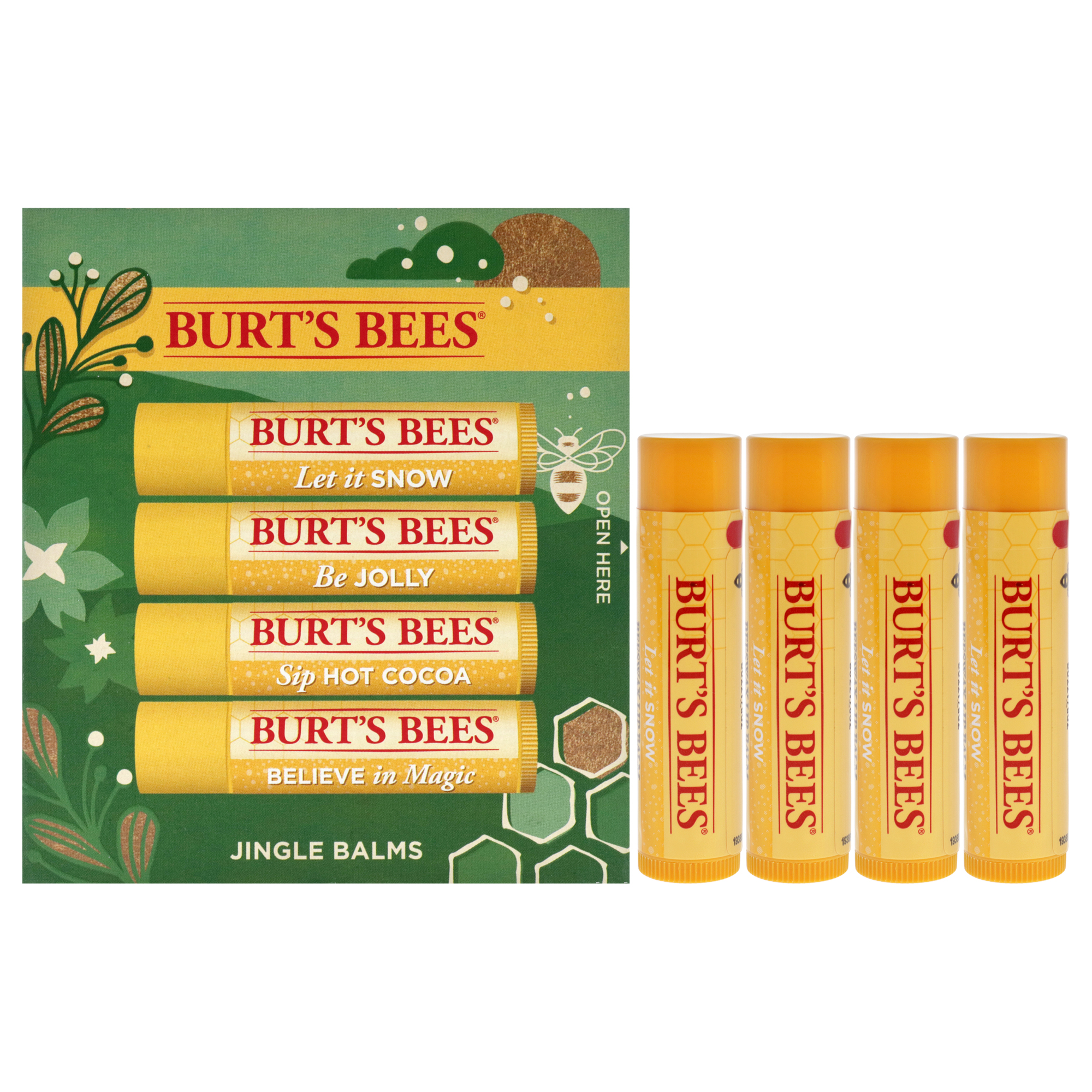 Bálsamo Labial Burts Bees Jingle Balms 2023, Unisex, 4 Piezas - Venta Internacional.