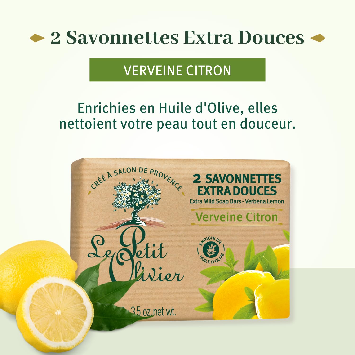Foto 2 | Jabón Le Petit Olivier Extra Suave Verbena y Limón 2 Piezas - Venta Internacional