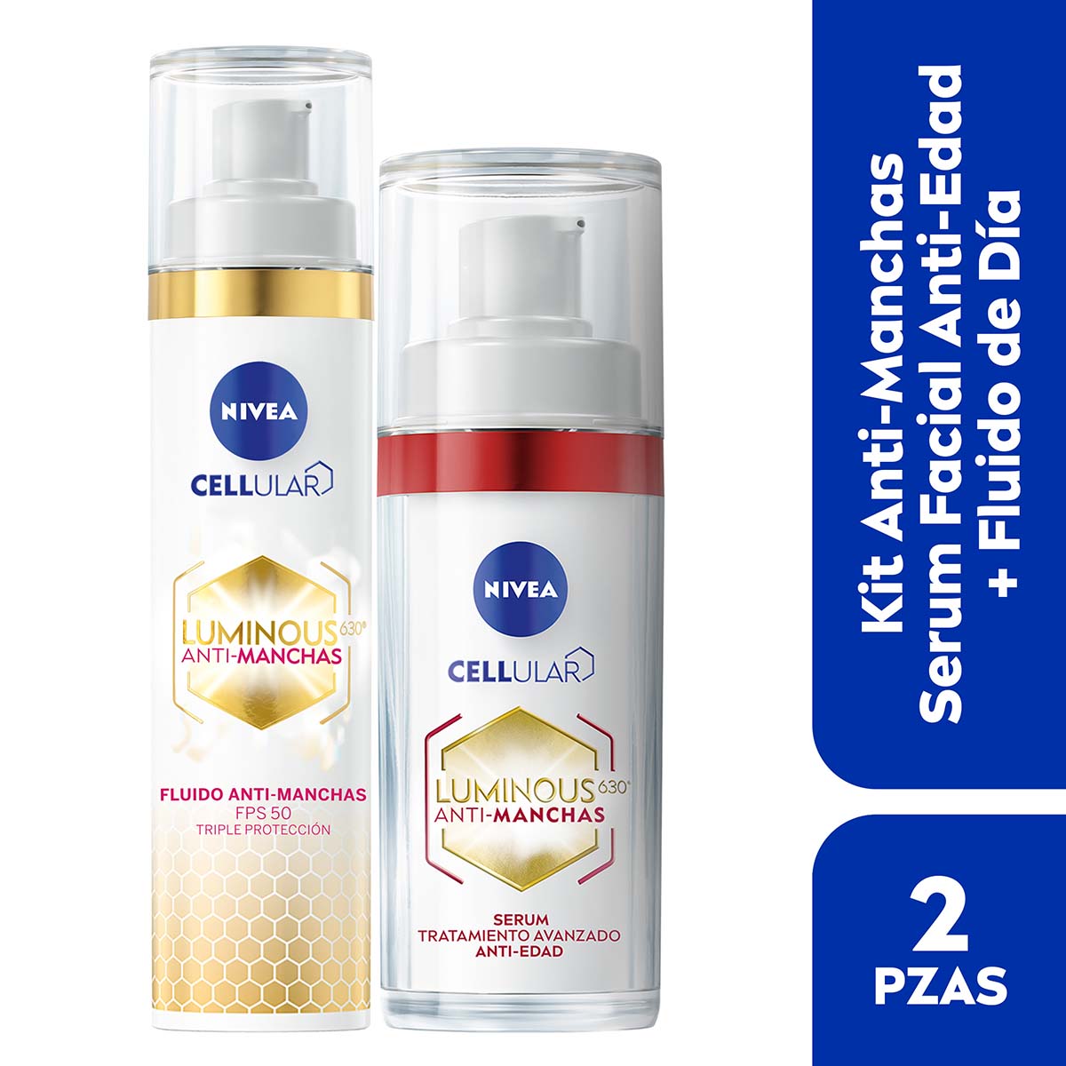 Foto 2 | 2 Pack Nivea Luminous Serum Antiedad + Luminous Fluido Día