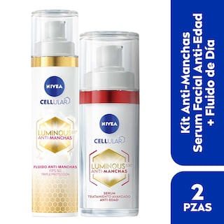 Foto 2 | 2 Pack Nivea Luminous Serum Antiedad + Luminous Fluido Día