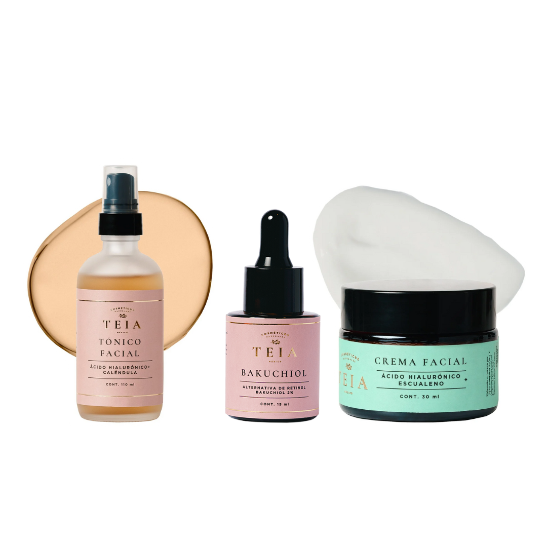 Foto 2 pulgar | Kit Teia Cosméticos Antiedad Tónico Con Ácido Hilurónico + Serum Bakuchiol + Crema Facial Hidratante