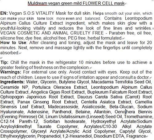 Foto 6 pulgar | Mascarilla Facial Muldream Vegan Calming Hydrating Poros Care - Venta Internacional.