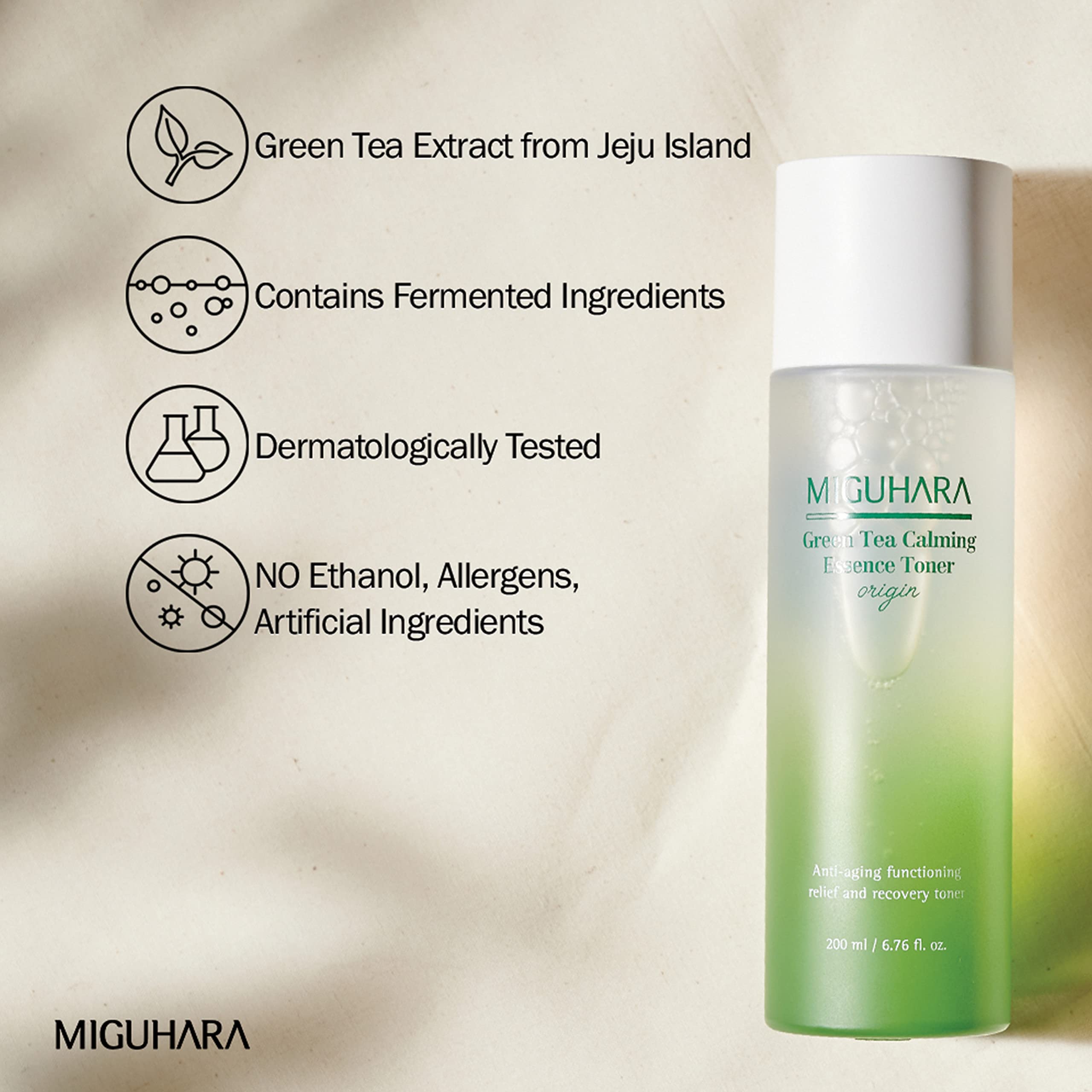 Foto 4 pulgar | Tónico De Esencia Calmante  Té Verde Miguhara 200 Ml - Venta Internacional