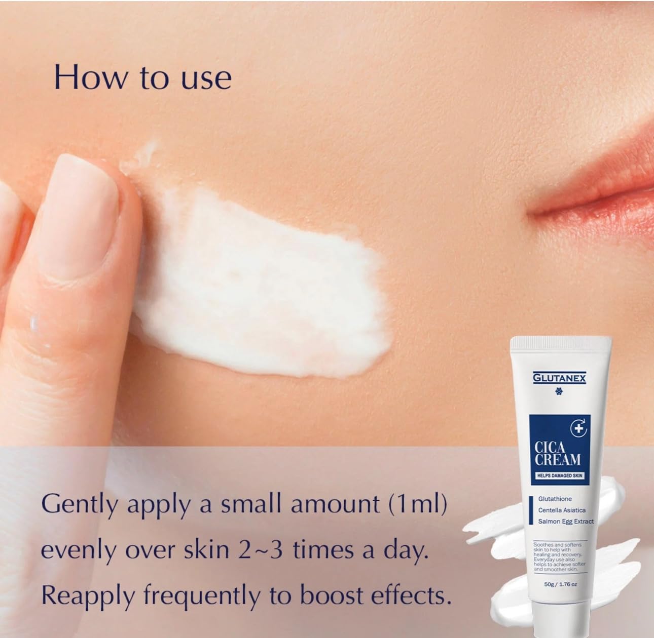 Foto 6 pulgar | Crema Hidratante Glutanex Cica, 50 G/50 Ml, Calmante E Iluminadora - Venta Internacional.
