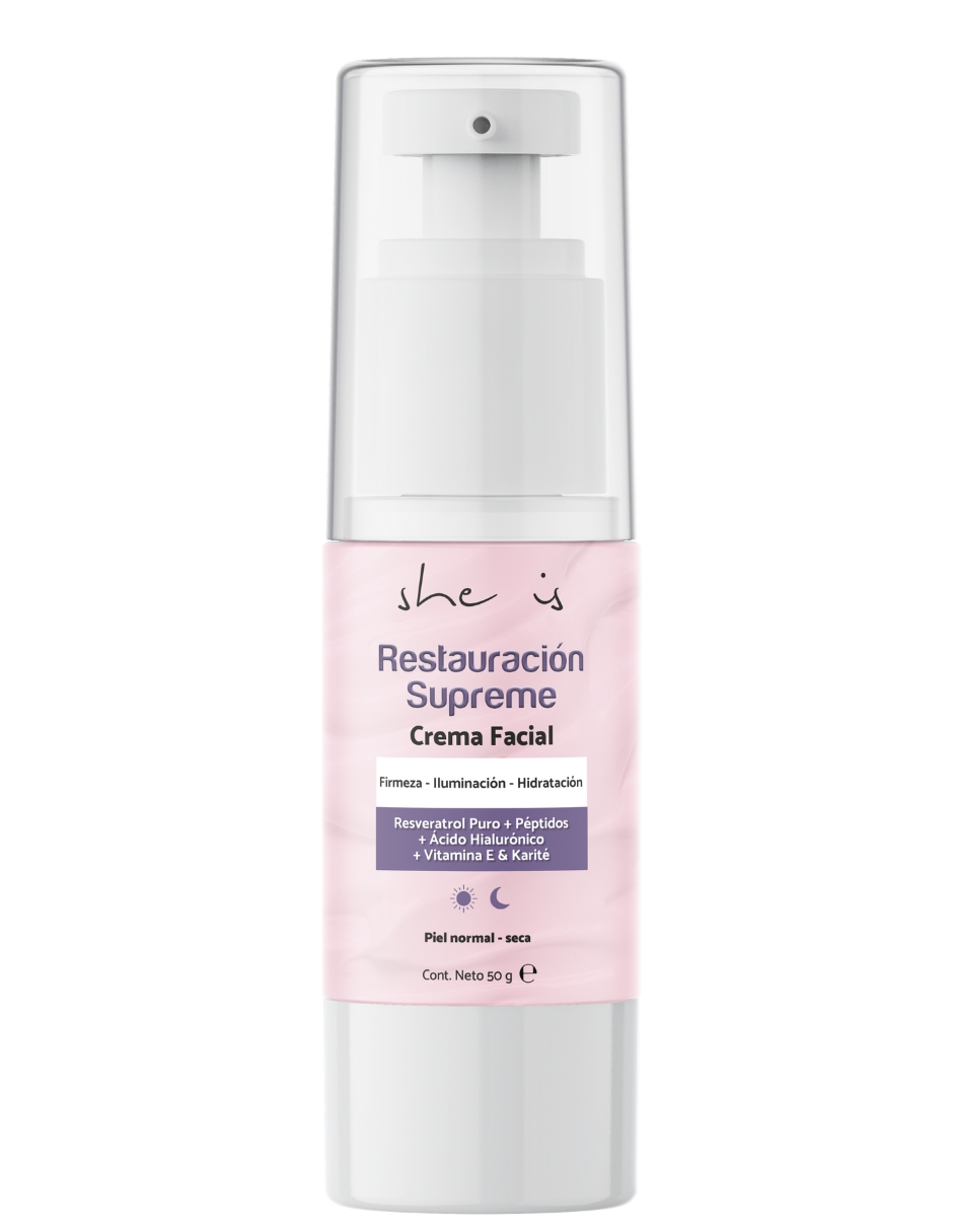 Foto 2 pulgar | Crema Facial Restauración Supreme Con Péptidos Y Resveratrol 50g She Is Skincare