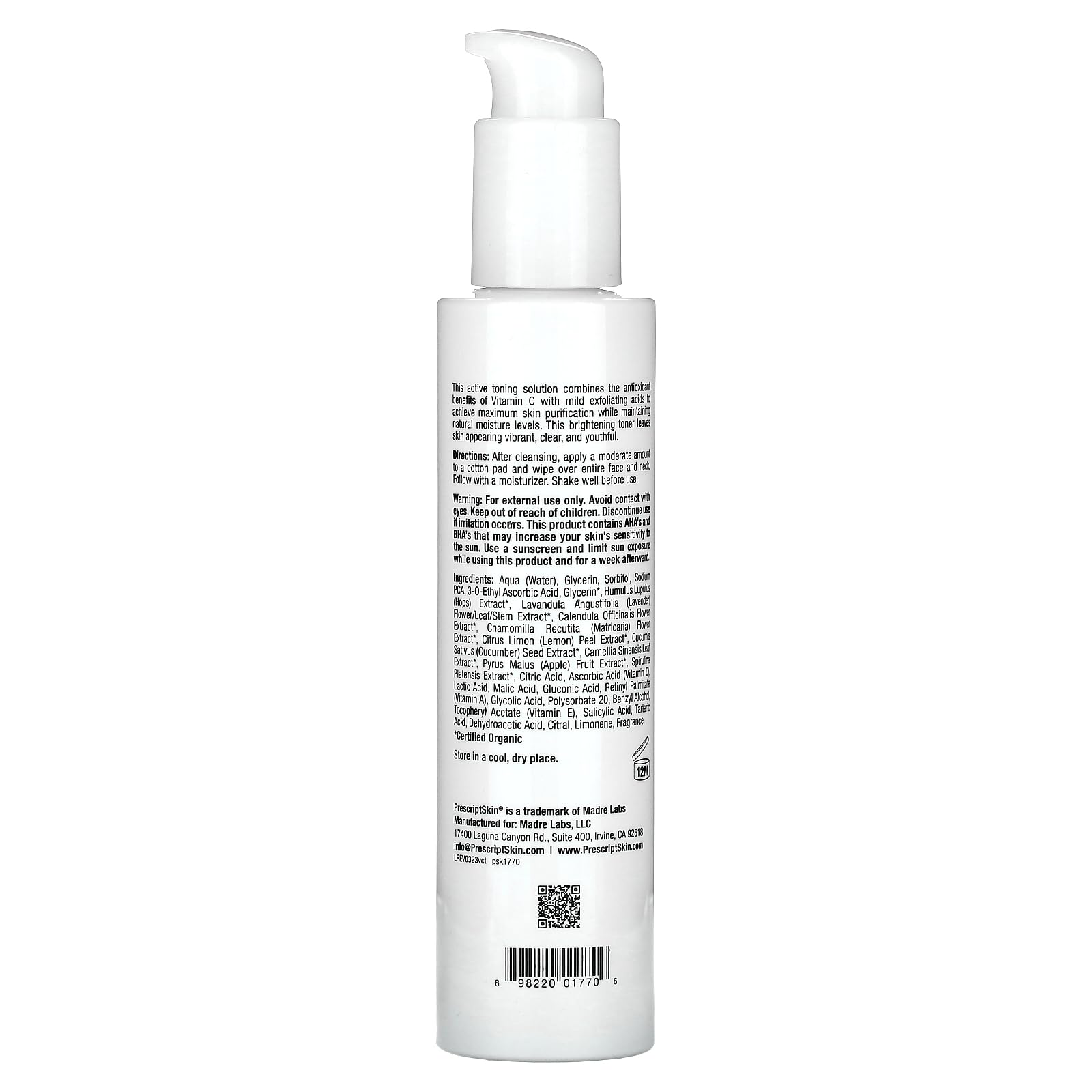 Foto 2 | Tónico Prescriptskin con Vitamina C Aclarador Mejorado 177 ml - Venta Internacional