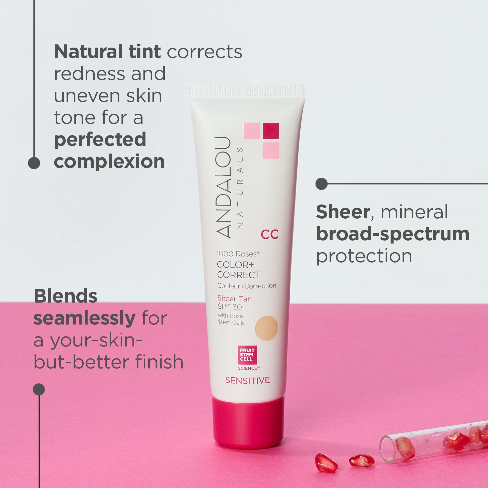 Foto 3 pulgar | Protector Solar Andalou Naturals 1000 Roses Cc Color + Correct - Venta Internacional.