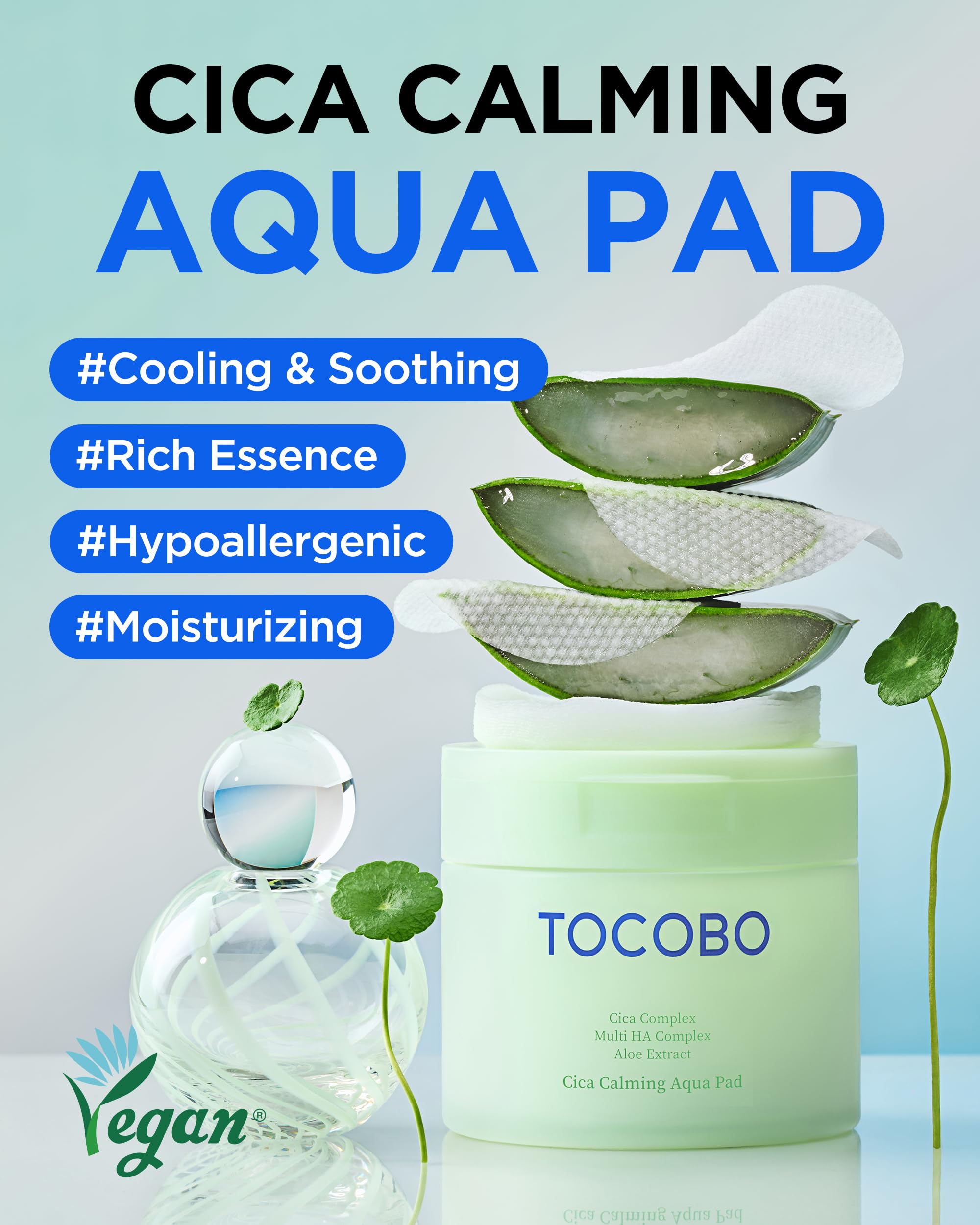 Foto 2 | Almohadilla De Tóner Tocobo Cica Calming Aqua Con Cica Fermentado, 60 Pastillas - Venta Internacional.