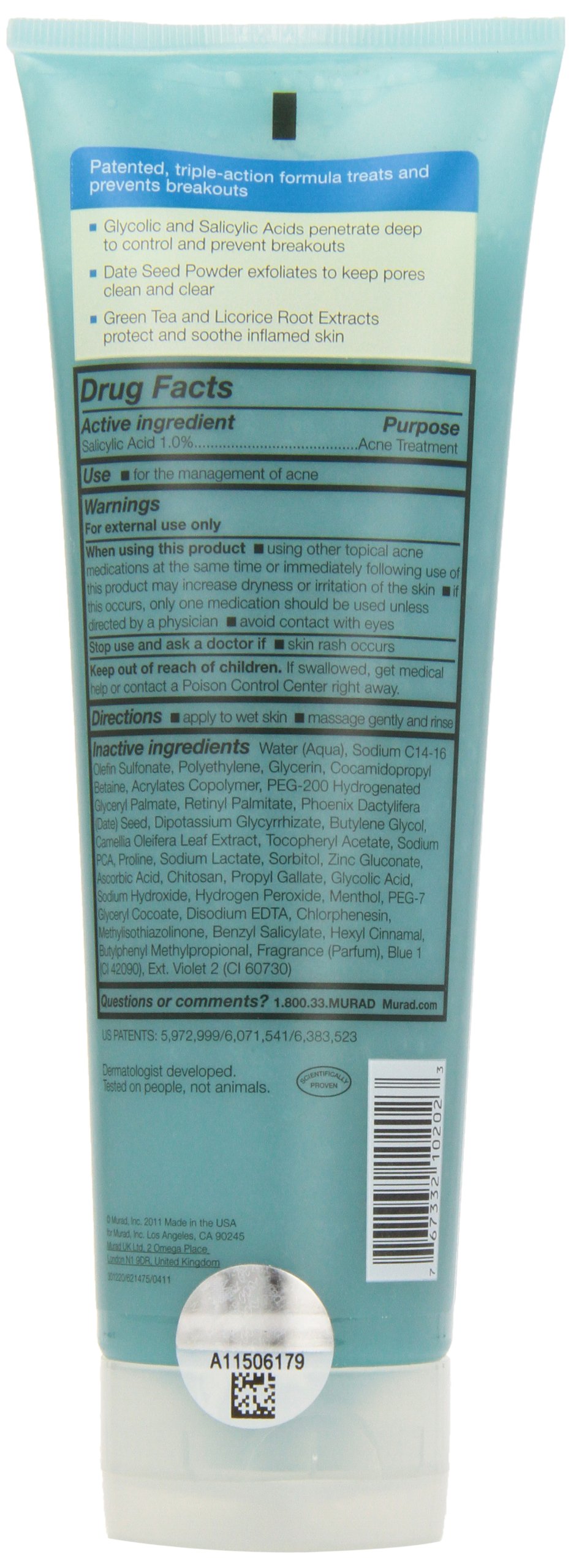 Foto 3 pulgar | Gel De Baño Murad Acne 250 Ml Con Ácido Salicílico Y Polvo De Semillas De Dátil - Venta Internacional.