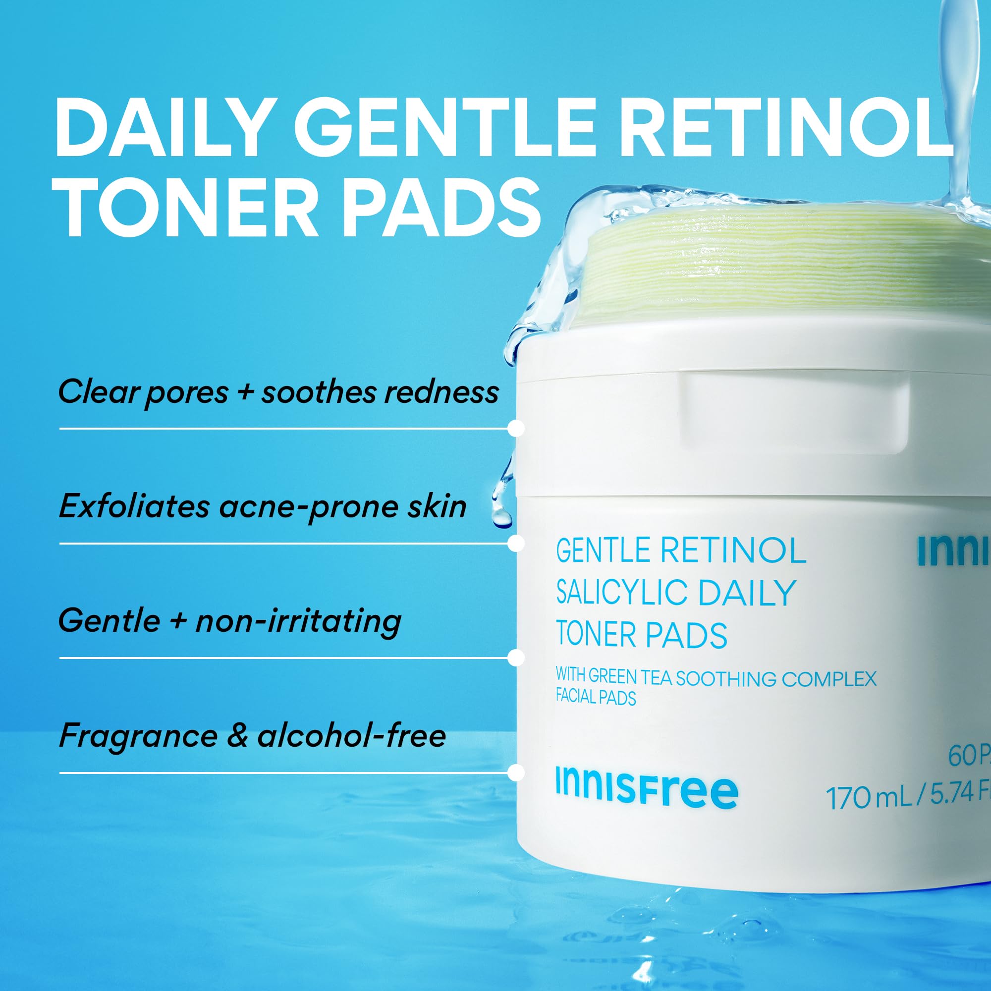 Foto 3 pulgar | Almohadillas De Tónico Innisfree Daily Gentle Retinol Para Acné Salicílico - Venta Internacional.