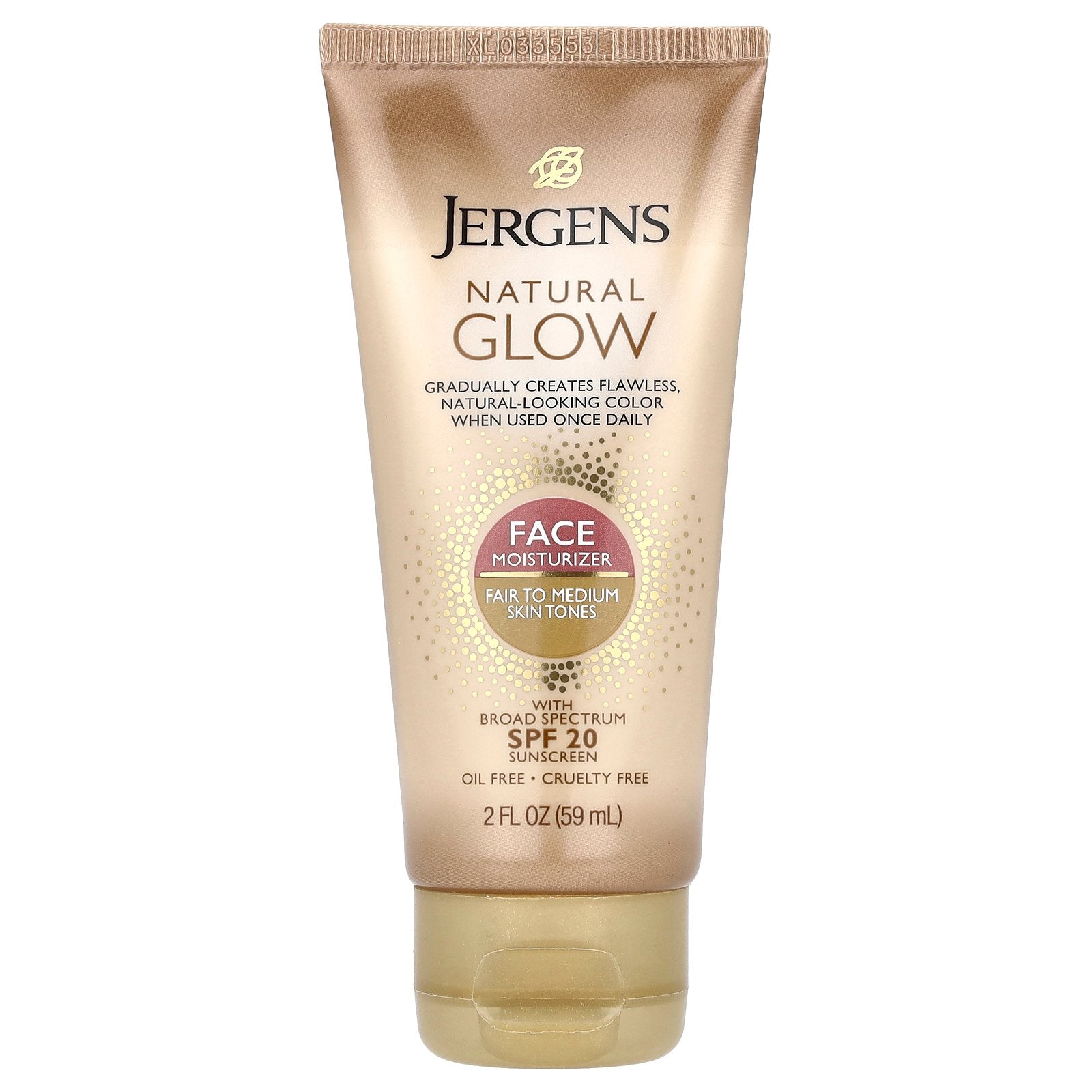 Crema Hidratante Jergens Natural Glow Face Spf 20, De Color Claro A Medio, 59 Ml - Venta Internacional.