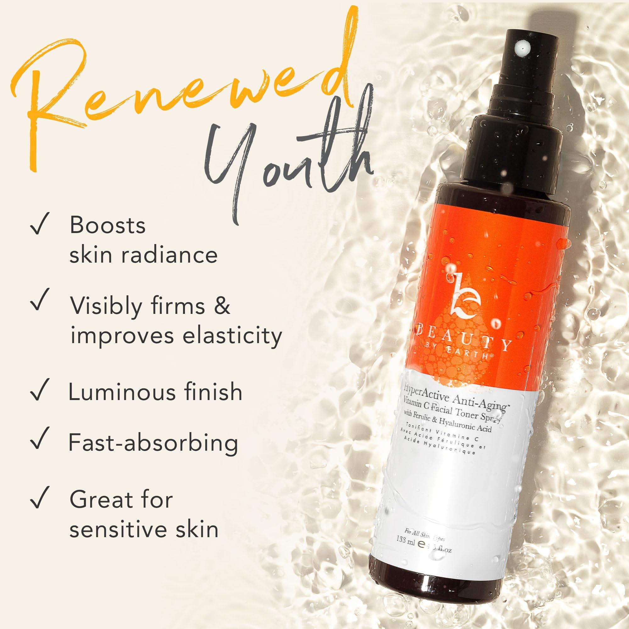 Foto 3 | Tónico Facial Beauty By Earth Iluminador de Piel 240 ml - Venta Internacional