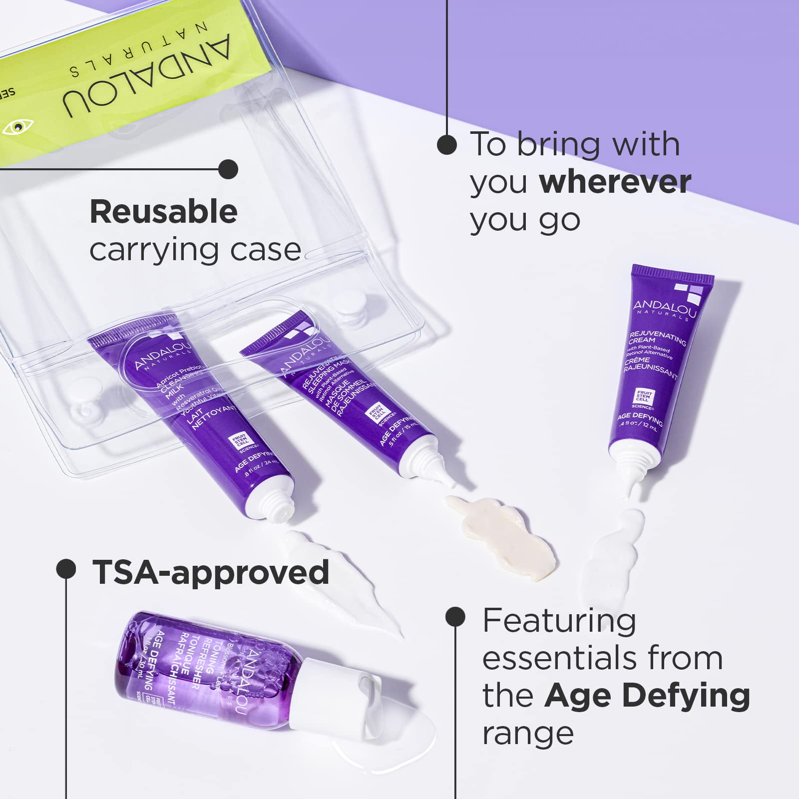 Foto 3 pulgar | Set De Cuidado De La Piel Andalou Naturals Age Defying Travel  Tamaño 4 Unidades - Venta Internacional.
