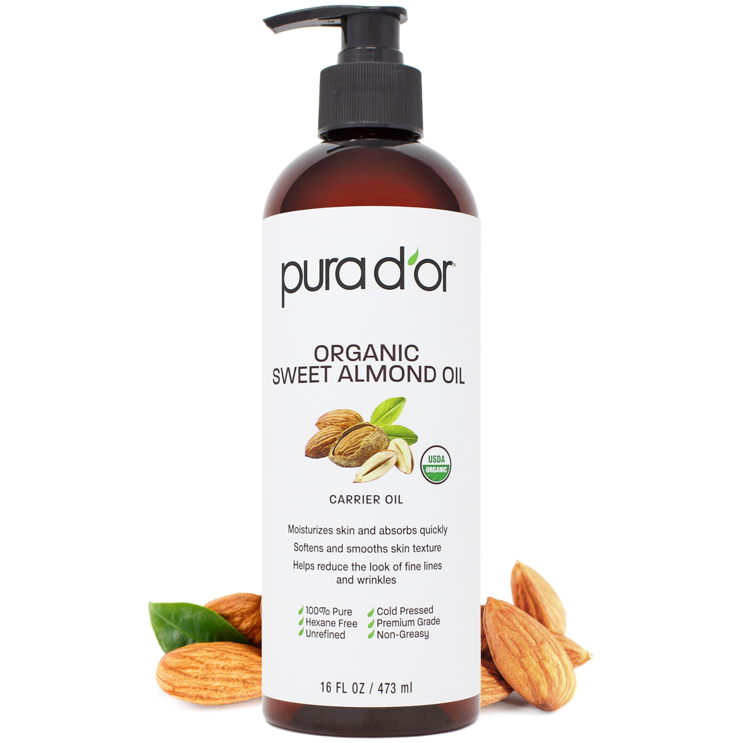 Foto 2 pulgar | Aceite De Almendras Dulces Pura D'or 473 Ml 100% Orgánico Puro - Venta Internacional.