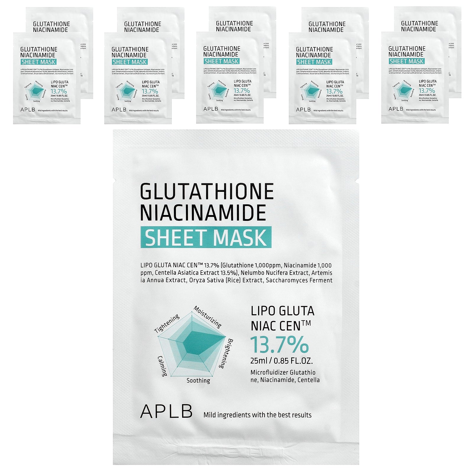 Foto 2 pulgar | Mascarilla Aplb Glutatión Niacinamida 25 Ml 10 Hojas - Venta Internacional.