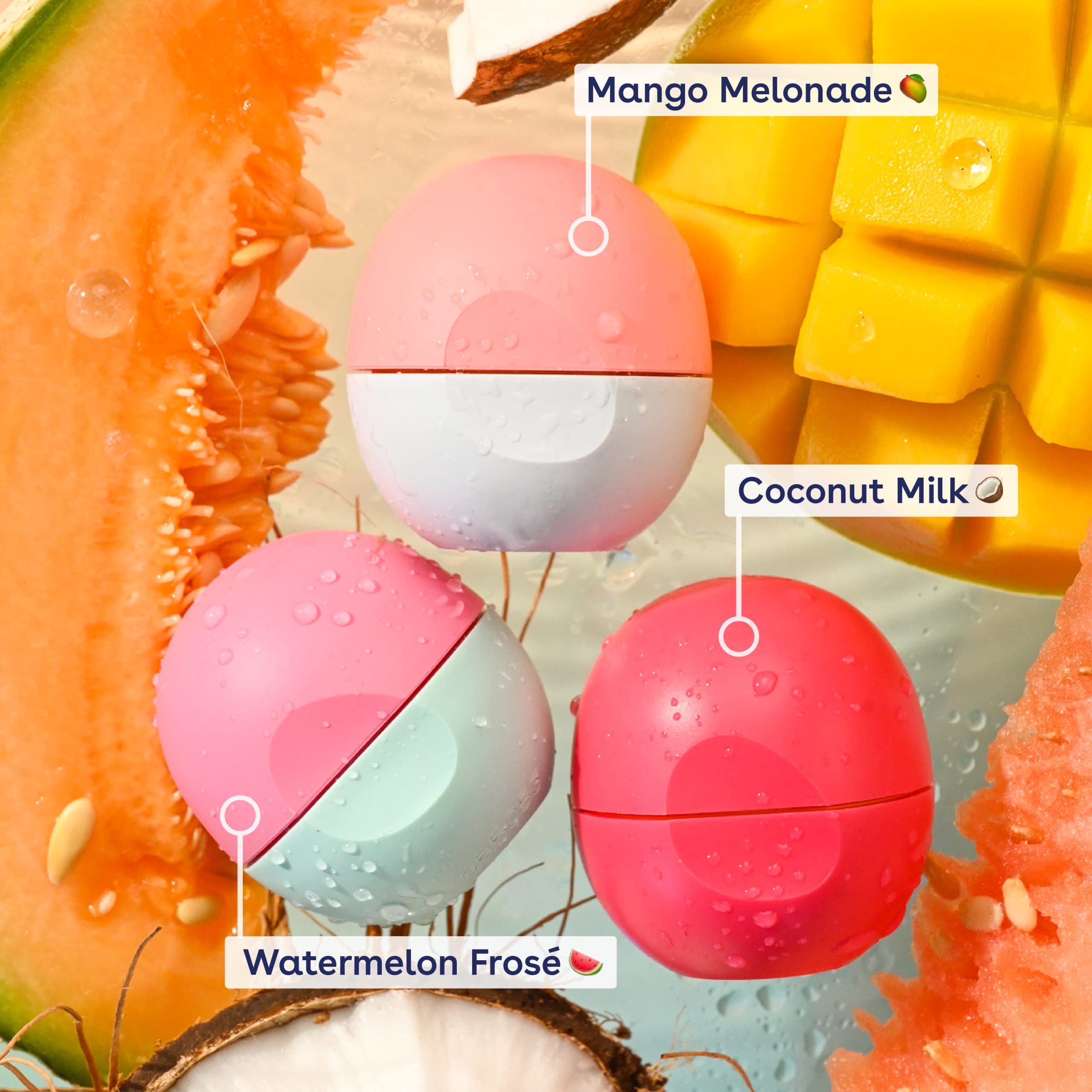 Foto 3 | Bálsamo Labial Eos Juicy Vibes, Helado De Sandía, Melonada De Mango Y Leche De Coco, 7 Ml, Paquete De 3 - Venta