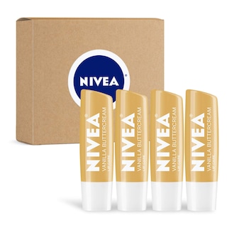 Foto 1 | Bálsamo Labial Nivea Vanilla Buttercream Hidratante Para Todo El Día X4 - Venta Internacional.