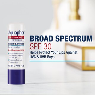 Foto 2 | Lápiz Reparador De Labios Aquaphor, Protector Labial Spf30, 5 Ml (paquete De 4) - Venta Internacional.