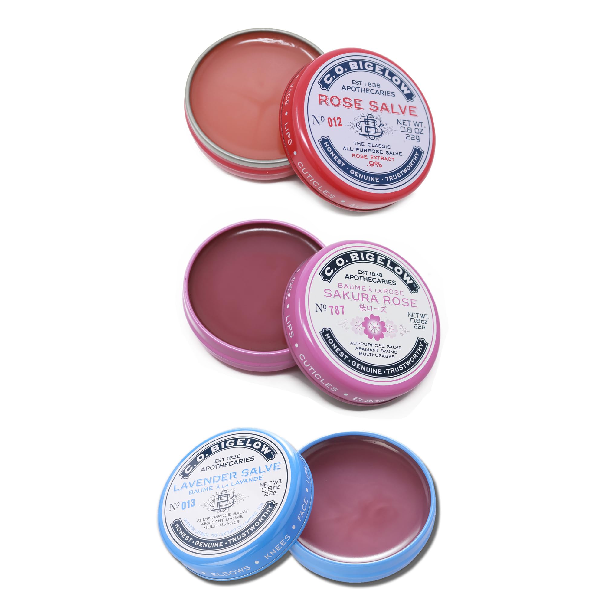 Bálsamo Labial C.o. Bigelow, Pomadas Multiusos, Paquete Variado, 3 Unidades, 24 Ml - Venta Internacional.